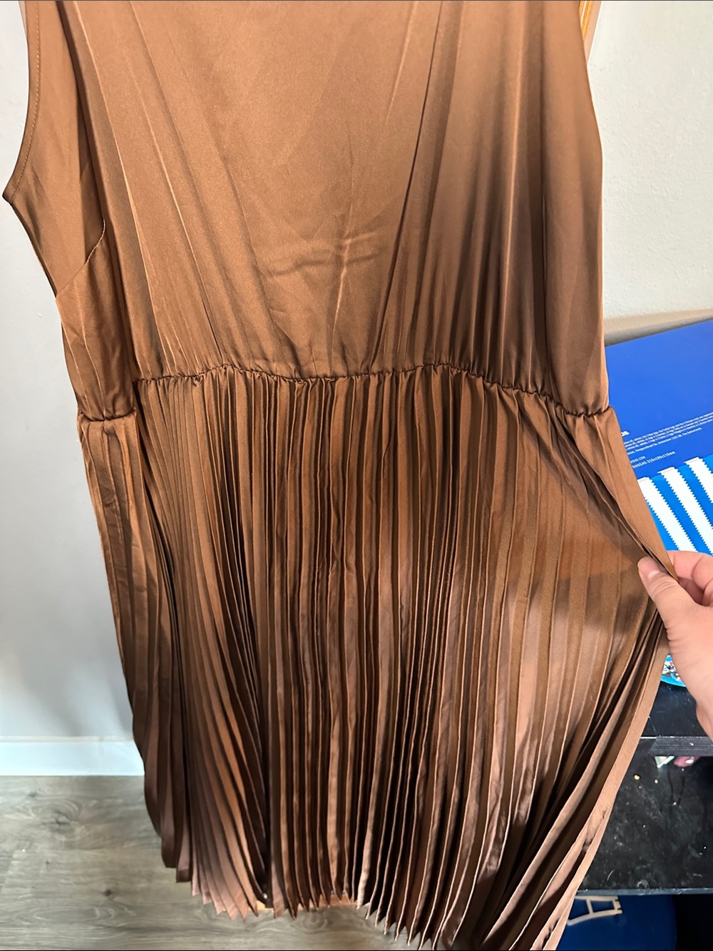 Gibson Latimer Chocolate Brown Pleated Midi Slip Dress - Picture 4 of 6